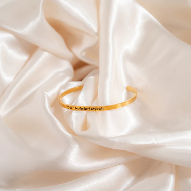 18K Gold Dont Let Hard Days Win Engraved Bangle Bracelet