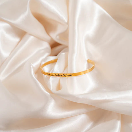 18K Gold Dont Let Hard Days Win Engraved Bangle Bracelet