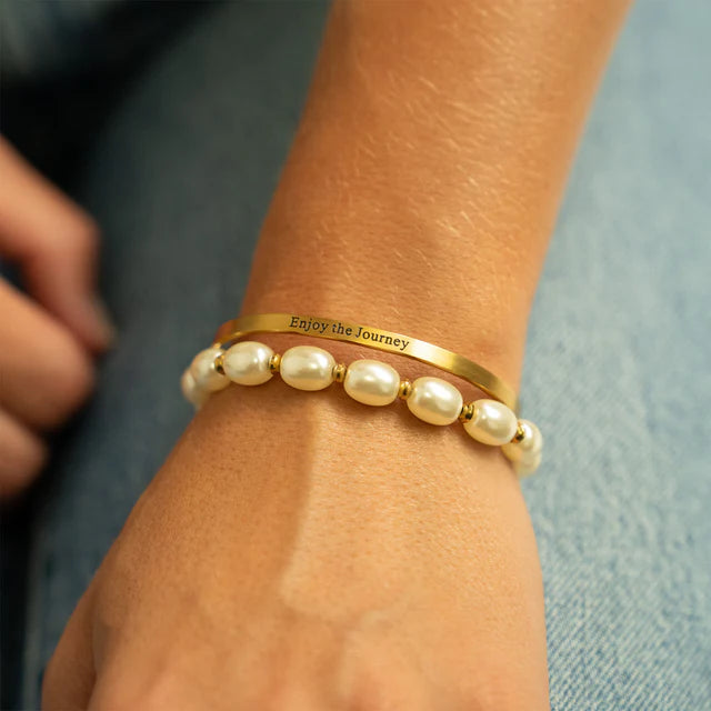 18K Gold Enjoy the Journey Engraved Bangle Bracelet - Winks Design Studio,LLC