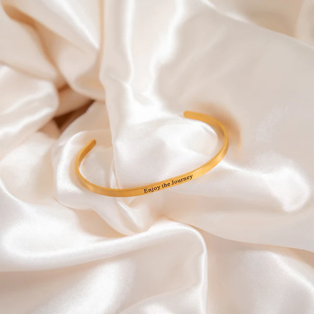 18K Gold Enjoy the Journey Engraved Bangle Bracelet