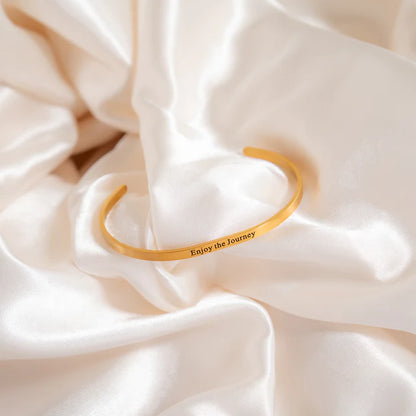 18K Gold Enjoy the Journey Engraved Bangle Bracelet - Winks Design Studio,LLC