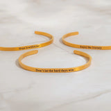 18K Gold Dont Let Hard Days Win Engraved Bangle Bracelet