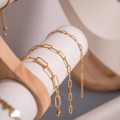 18K Gold Paperclip Chain Bracelet - Winks Design Studio,LLC