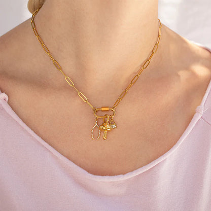 18K Gold Paperclip Carabiner Necklace - Winks Design Studio,LLC