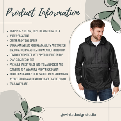 NC Hot Sauce Contest &amp; Festival Unisex Packable Anorak Jacket - Winks Design Studio,LLC