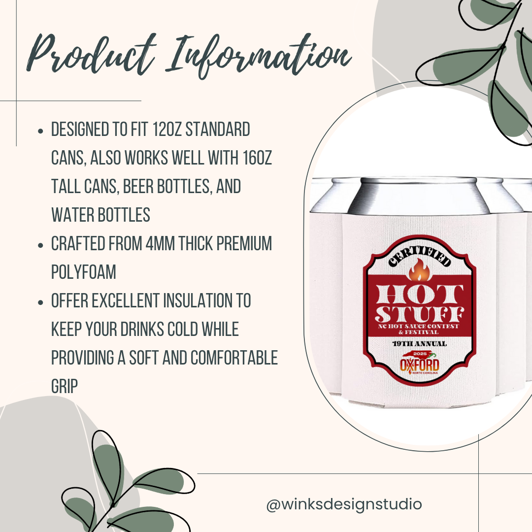 NC HOT SAUCE CONTEST & FESTIVAL Can Cooler Sleeves- Multiple Designs - Winks Design Studio,LLC