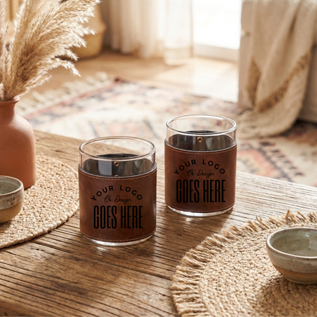 Custom Leather Rocks Glasses - Winks Design Studio,LLC