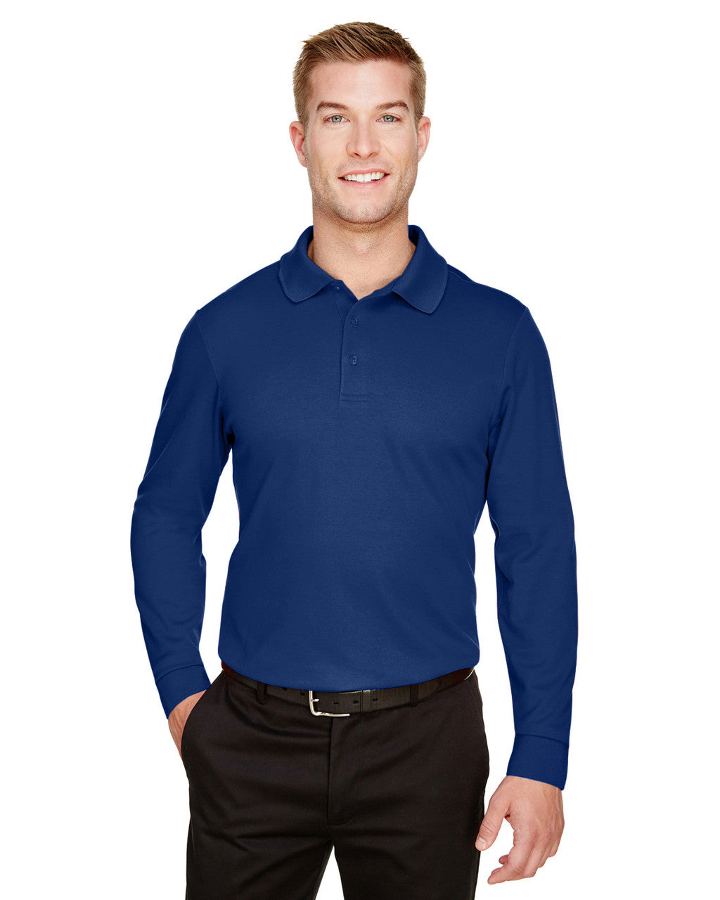 Custom Men's Long Sleeve Performance Polo | Devon & Jones CrownLux