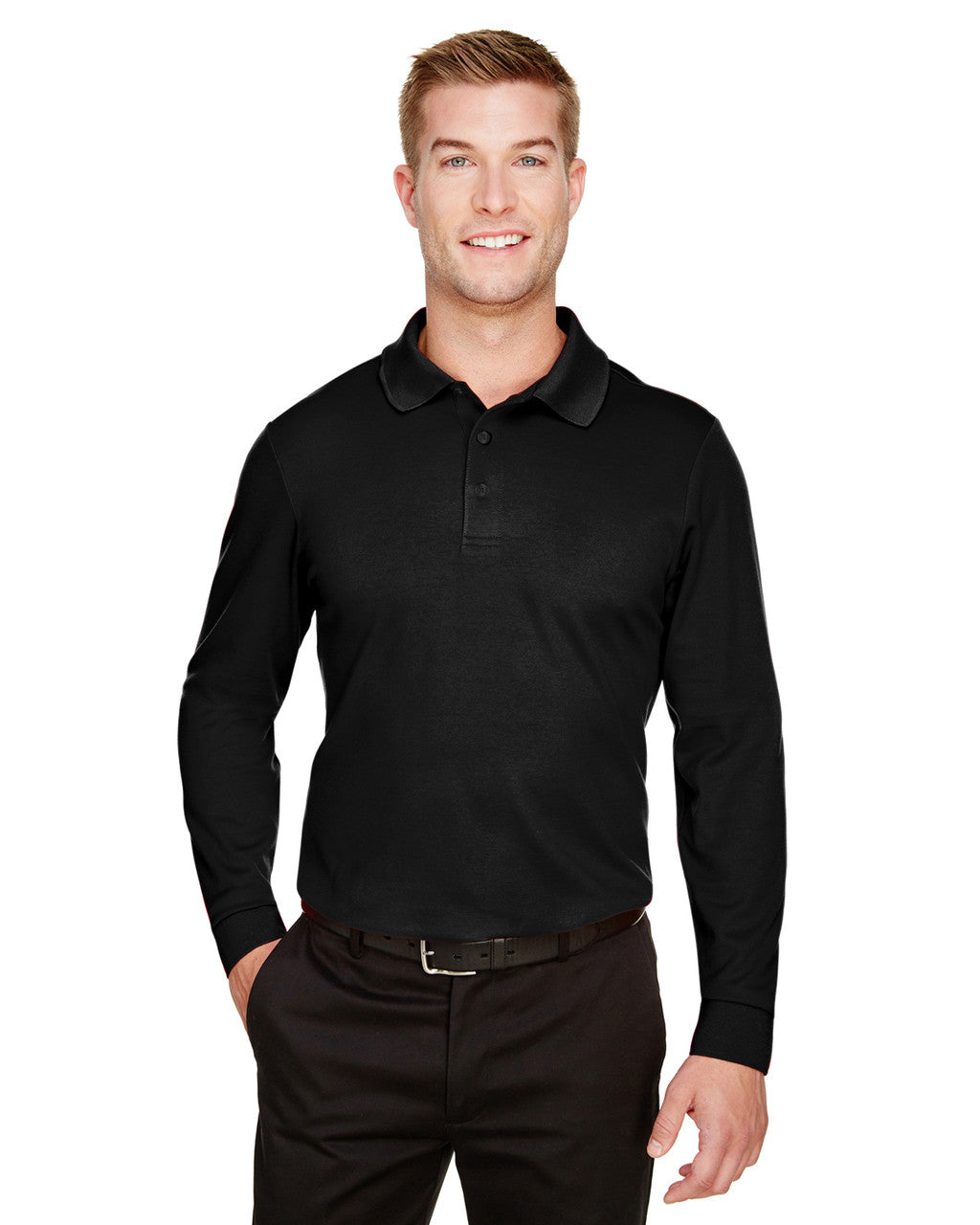 Custom Men's Long Sleeve Performance Polo | Devon & Jones CrownLux