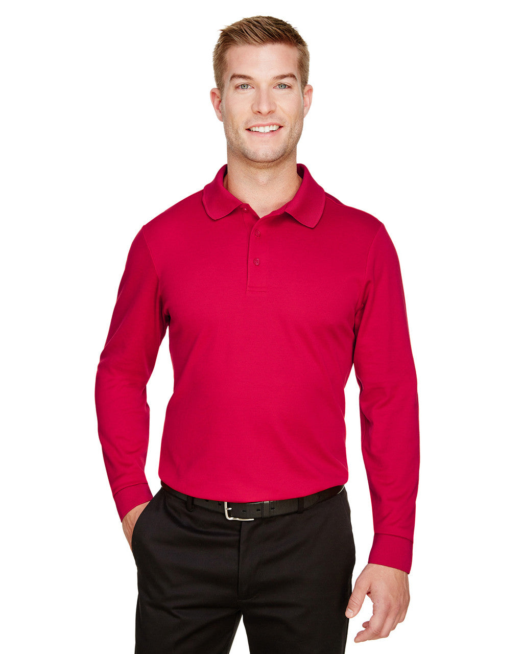 Custom Men's Long Sleeve Performance Polo | Devon & Jones CrownLux