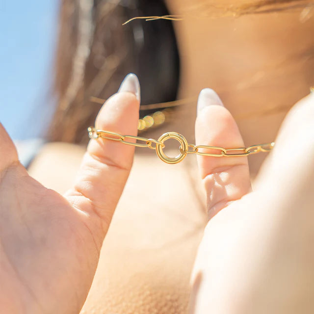 18K Gold Paperclip Charm Keeper