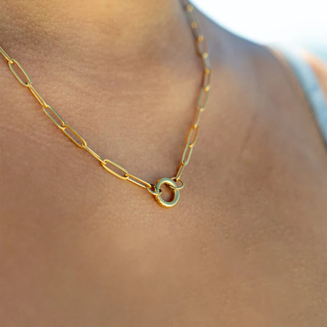 18K Gold Paperclip Charm Keeper