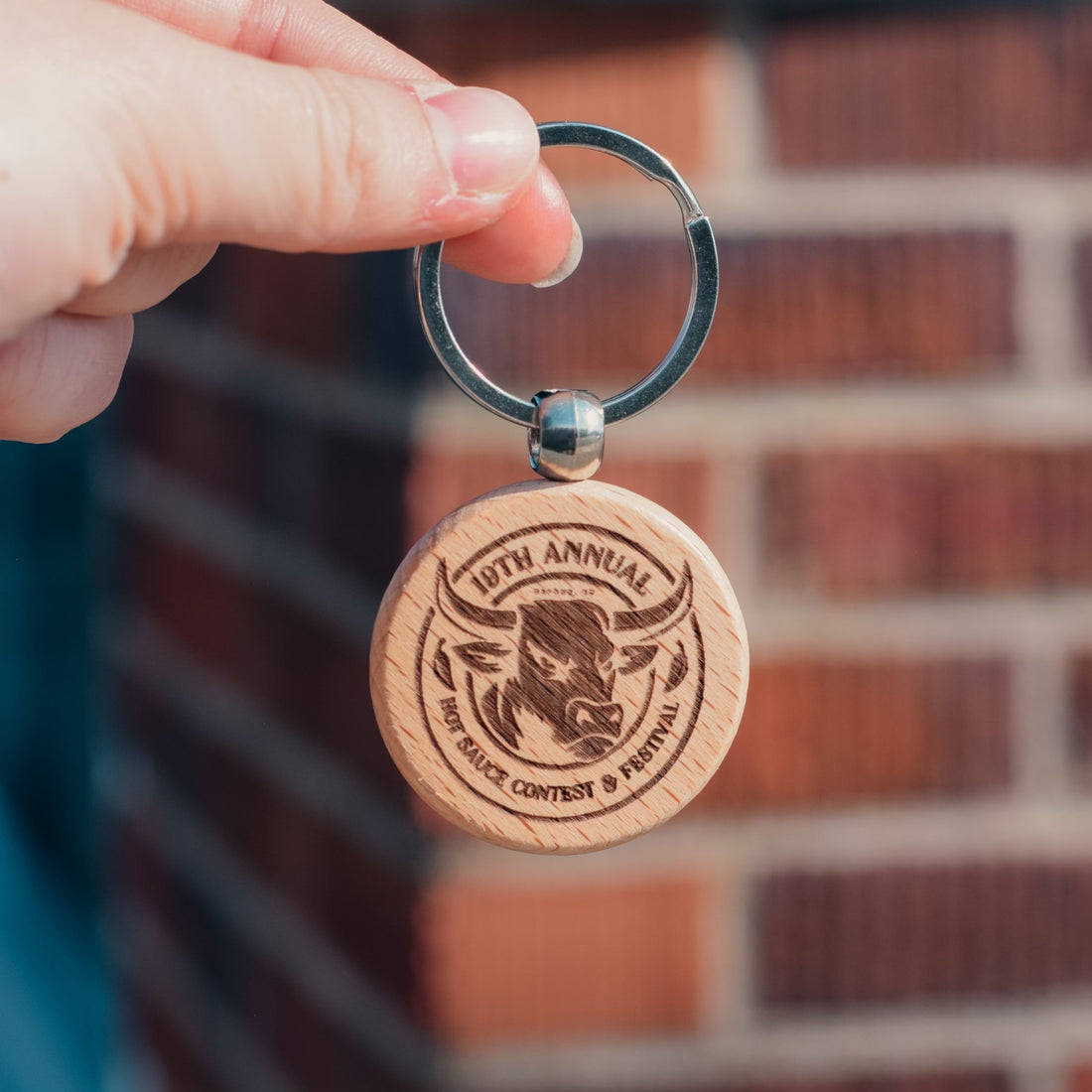NC Hot Sauce Contest &amp; Festival Engraved Wooden Keychain - Winks Design Studio,LLC
