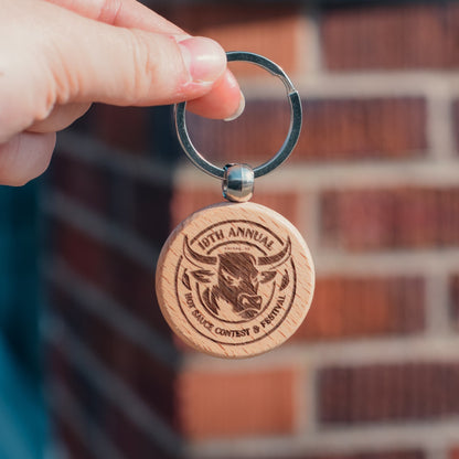 NC Hot Sauce Contest &amp; Festival Engraved Wooden Keychain - Winks Design Studio,LLC
