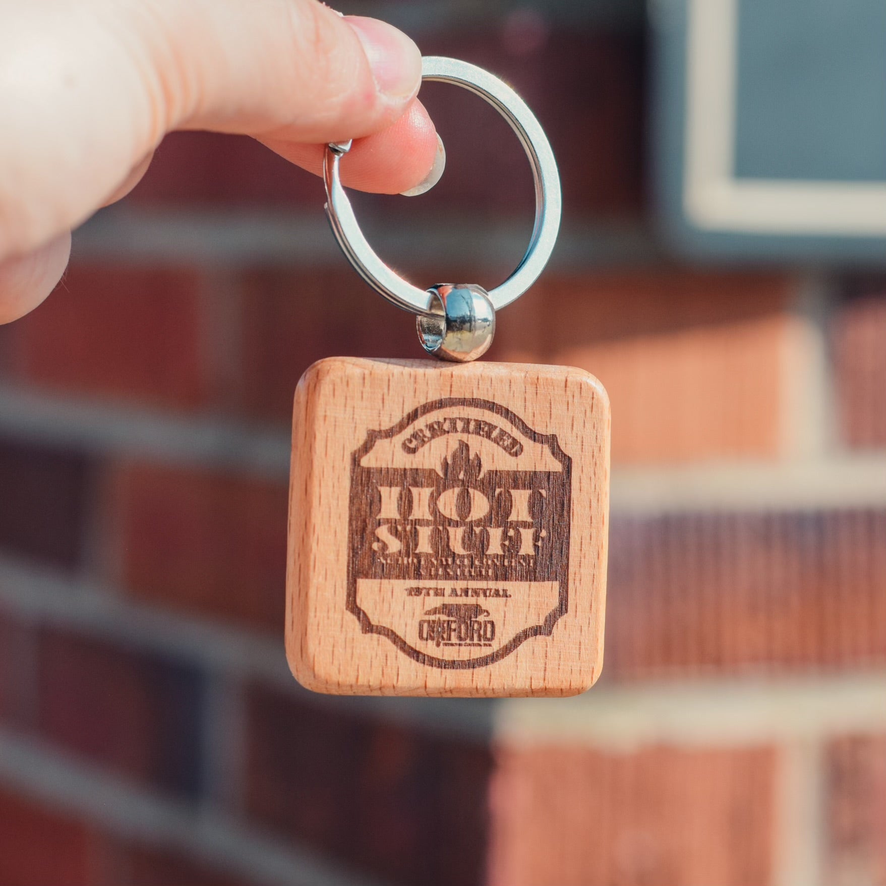 NC Hot Sauce Contest &amp; Festival Engraved Wooden Keychain - Winks Design Studio,LLC