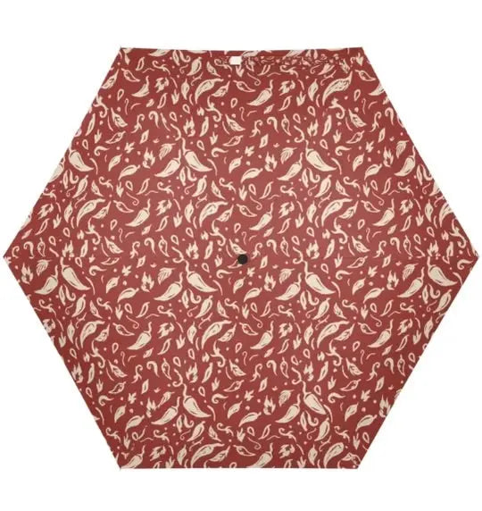 Winks Design Studio LLC NC Hot Sauce Contest pepper bandana rain umbrella with colorful pepper print and stylish design.