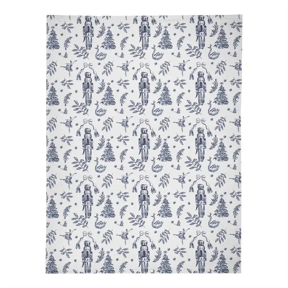 Elegant Nutcracker Christmas blanket by Winks Design Studio featuring festive holiday-themed fabric and intricate nutcracker patterns.