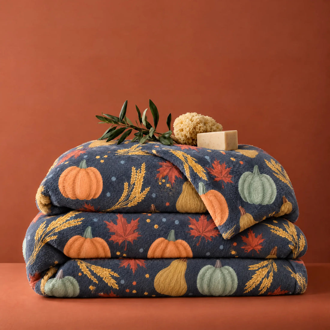 Harvest Pumpkins Fleece Blanket 70”x54” Winks Design Studio,LLC