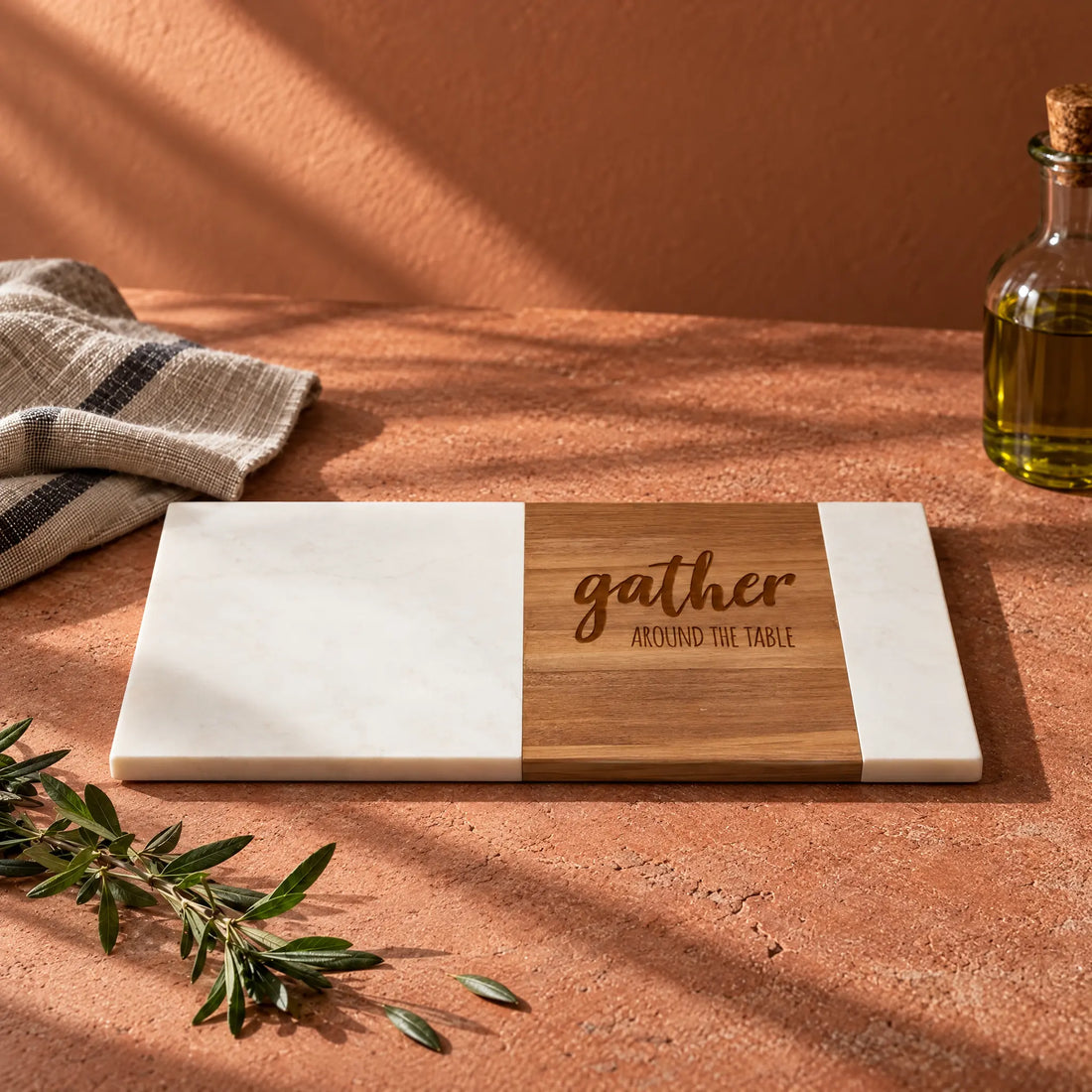 Engraved Marble Serving Board Winks Design Studio,LLC