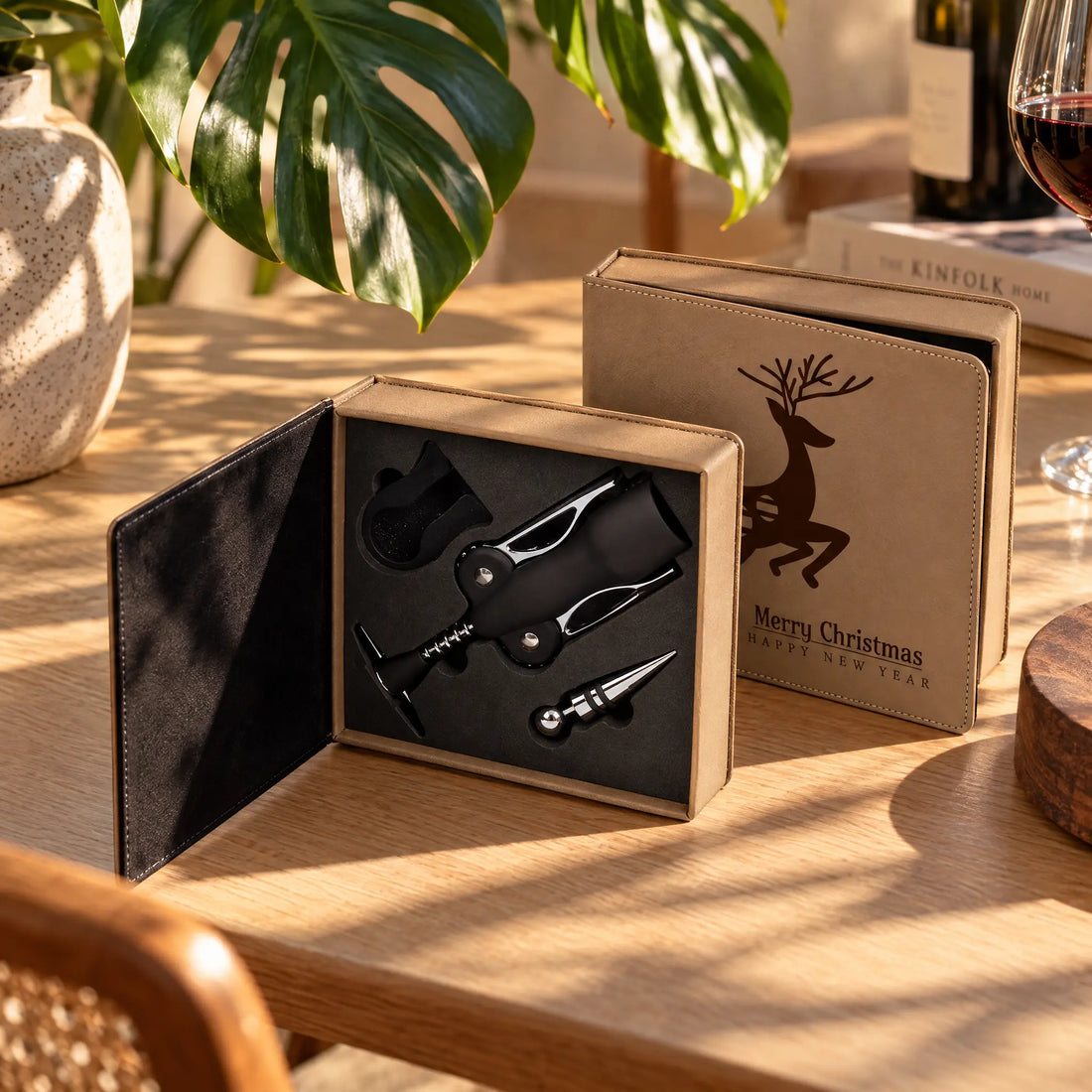 Custom Engraved Square Wine Set Winks Design Studio,LLC