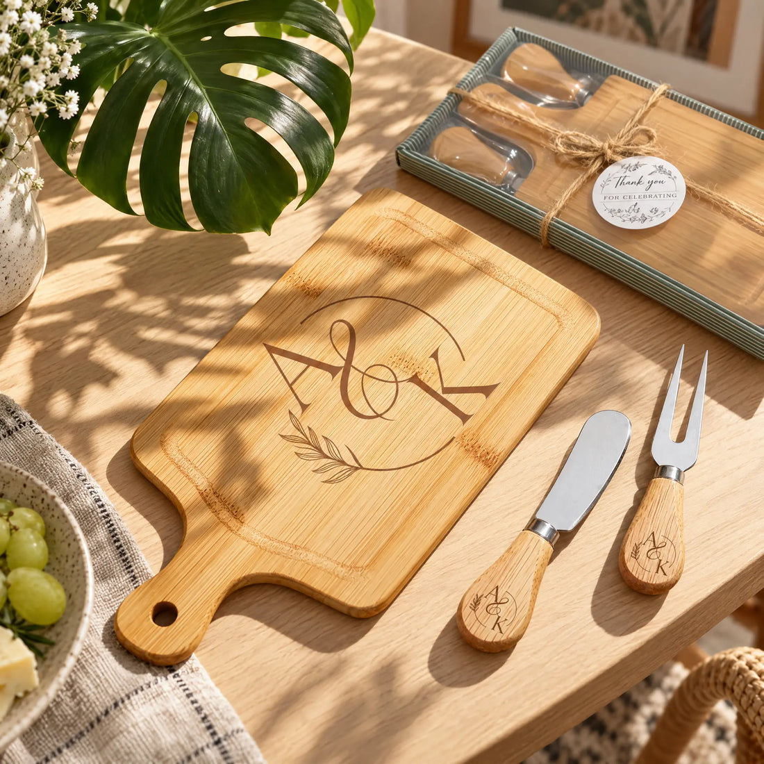 Custom Mini Bamboo Cheese Board Set Winks Design Studio,LLC
