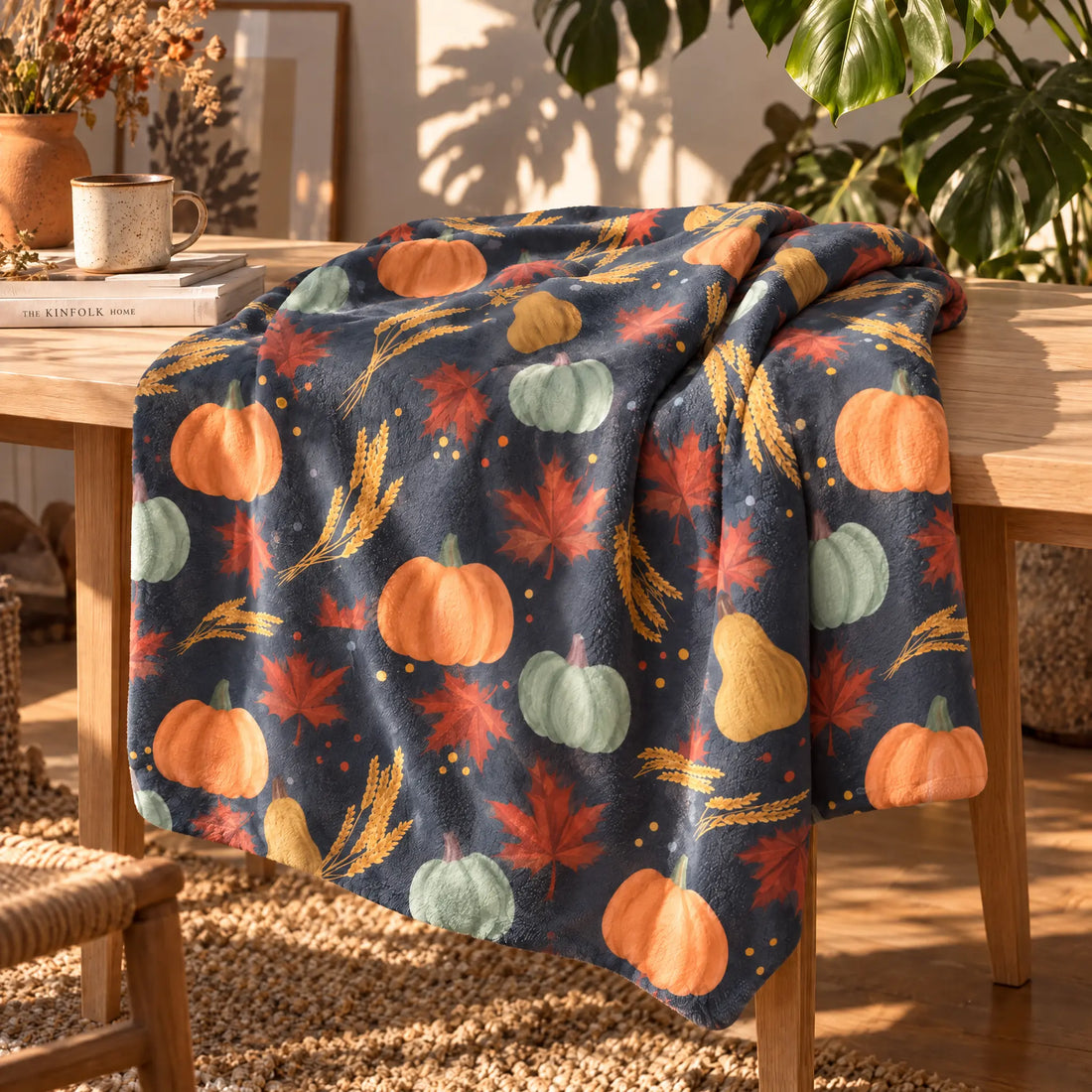 Harvest Pumpkins Fleece Blanket 70”x54” Winks Design Studio,LLC
