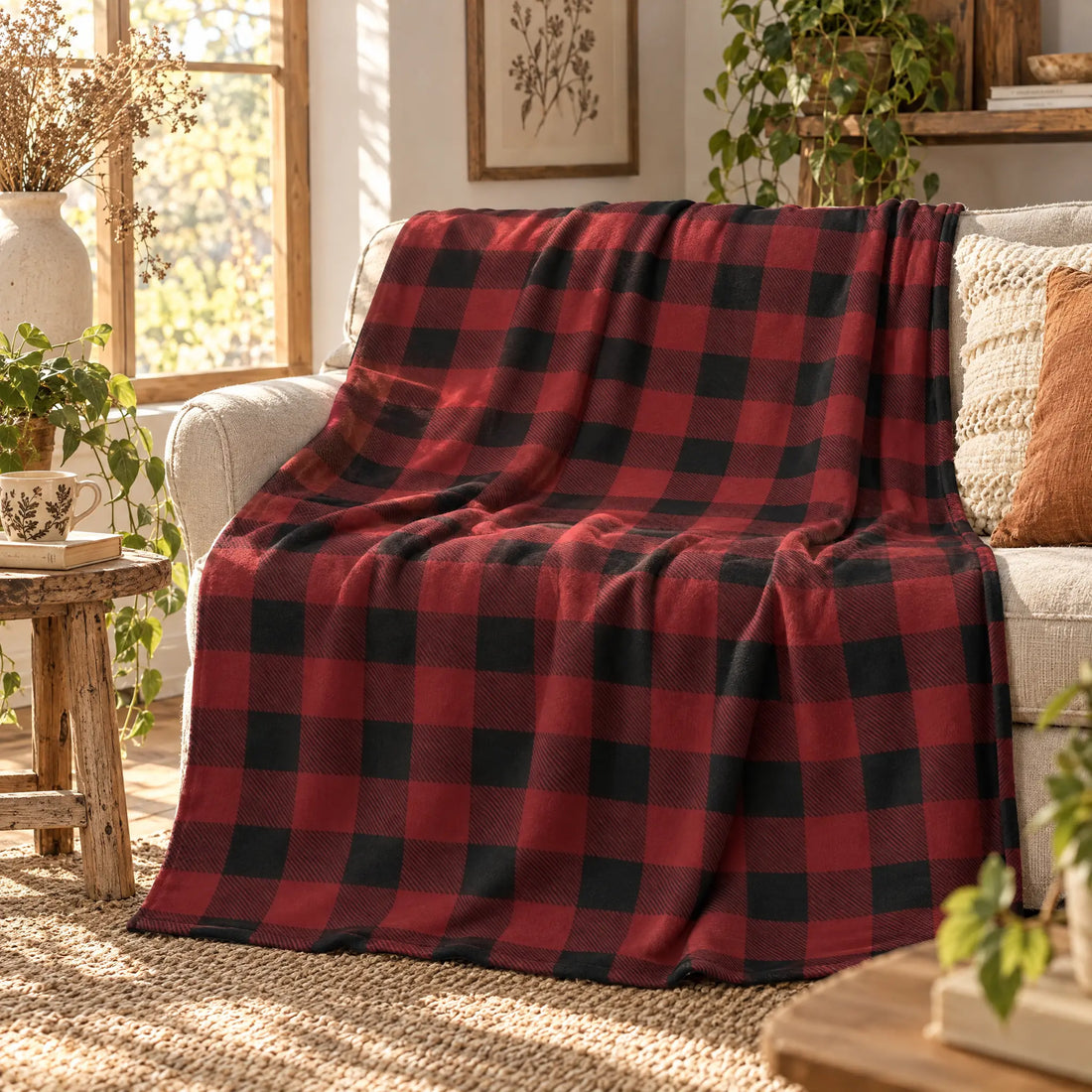 Red Buffalo Plaid Blanket 80x60 – Cozy Fleece Throw Winks Design Studio,LLC