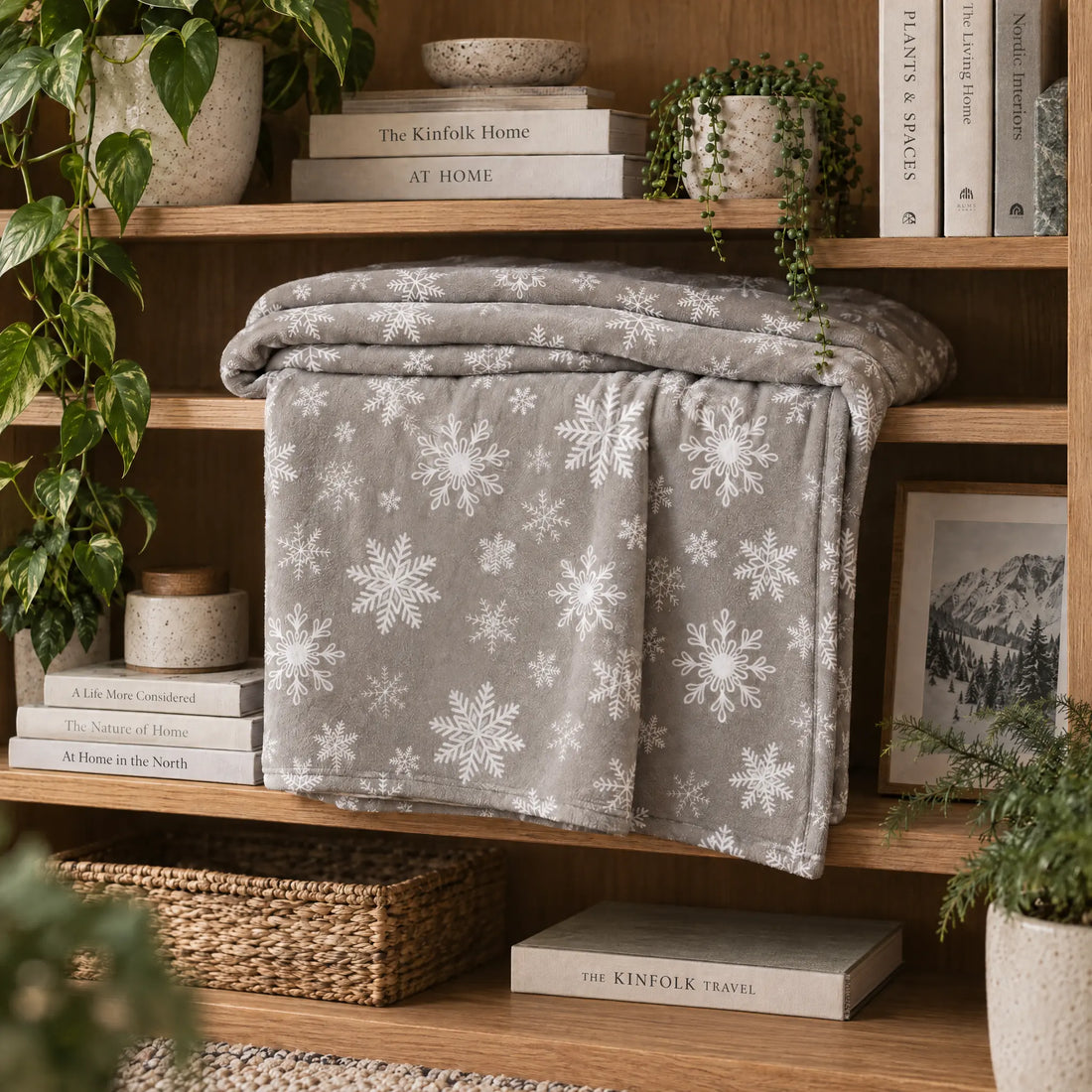 Snowflake Serenade Fleece Blanket 80x60 - Cozy Warm Holiday Throw Winks Design Studio,LLC