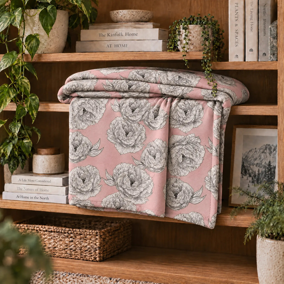 Pink Peony Flower Blanket Winks Design Studio,LLC