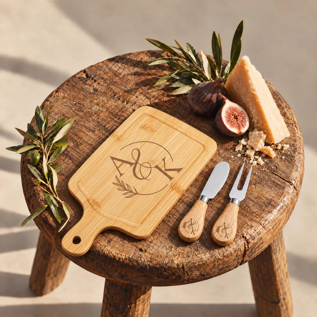 Custom Mini Bamboo Cheese Board Set Winks Design Studio,LLC