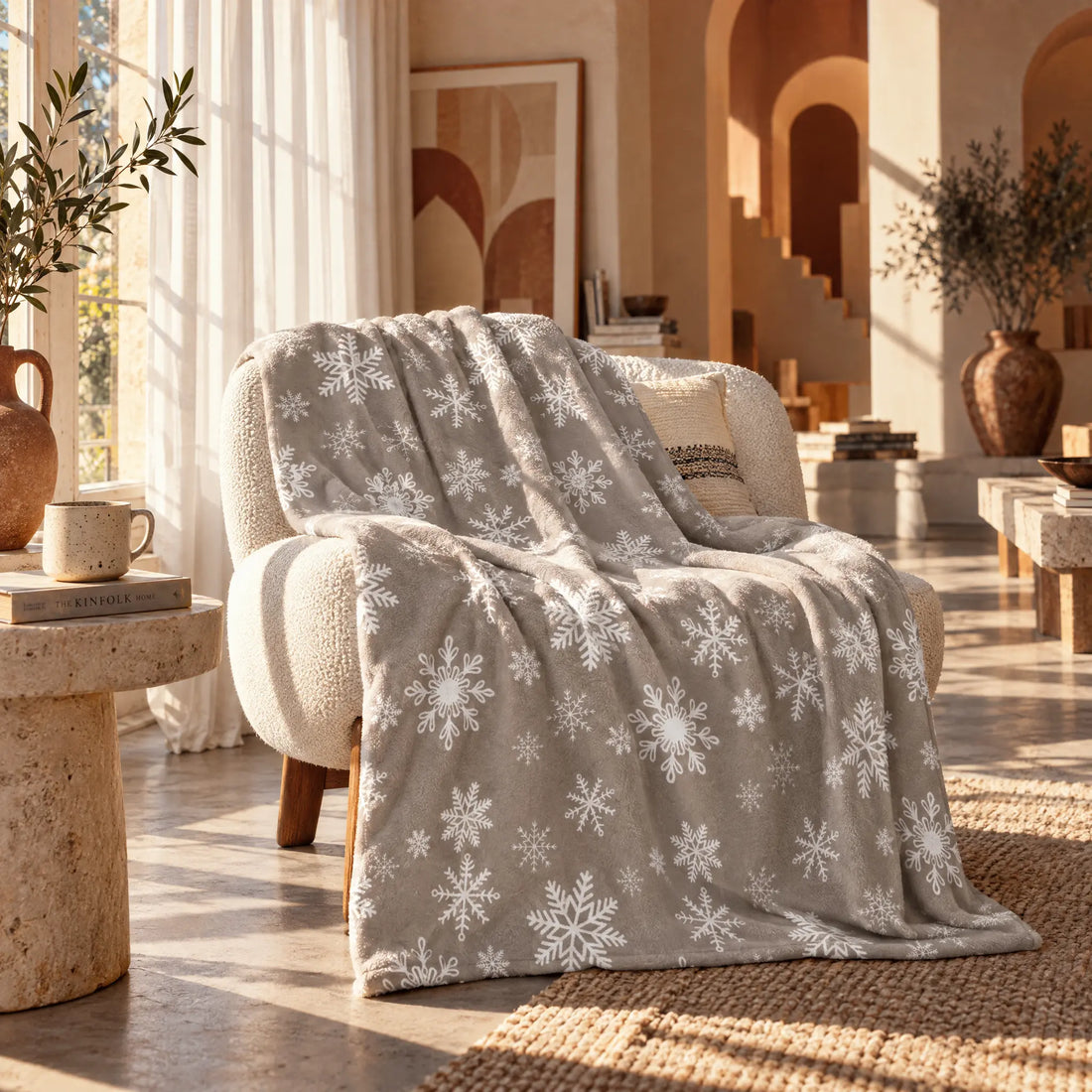 Snowflake Serenade Fleece Blanket 80x60 - Cozy Warm Holiday Throw Winks Design Studio,LLC