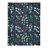 Eucalyptus Floral Blanket with ultra-soft fleece and calming eucalyptus branches and floral pattern on a soft background