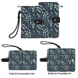 Blue Hydrangea Flower Flip Phone Case Wallet in Small and Medium Sizes with Wrist Strap