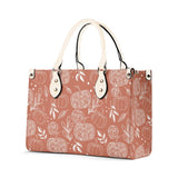 Flower Pumpkin Luxury Handbag with intricate seasonal pattern and premium PU leather for fall-inspired sophistication and everyday use.