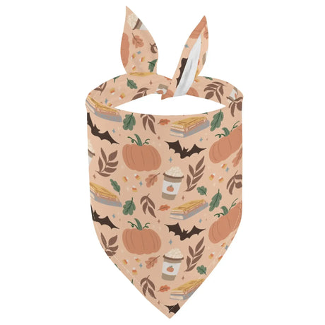 Pumpkin Patch Fall-Themed Dog Bandana with autumn design featuring pumpkins, leaves, and warm seasonal accents.