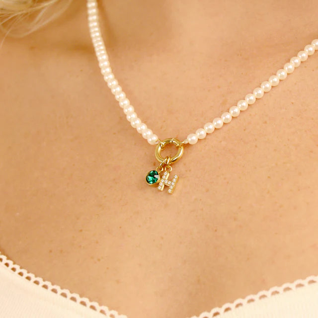 Glass Pearl Charm Keeper Necklace - Winks Design Studio,LLC