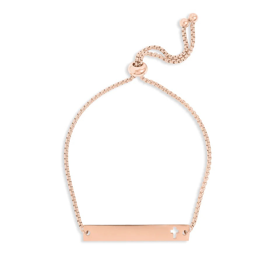 18K Gold Engravable Cross Bar Bracelet - Winks Design Studio,LLC