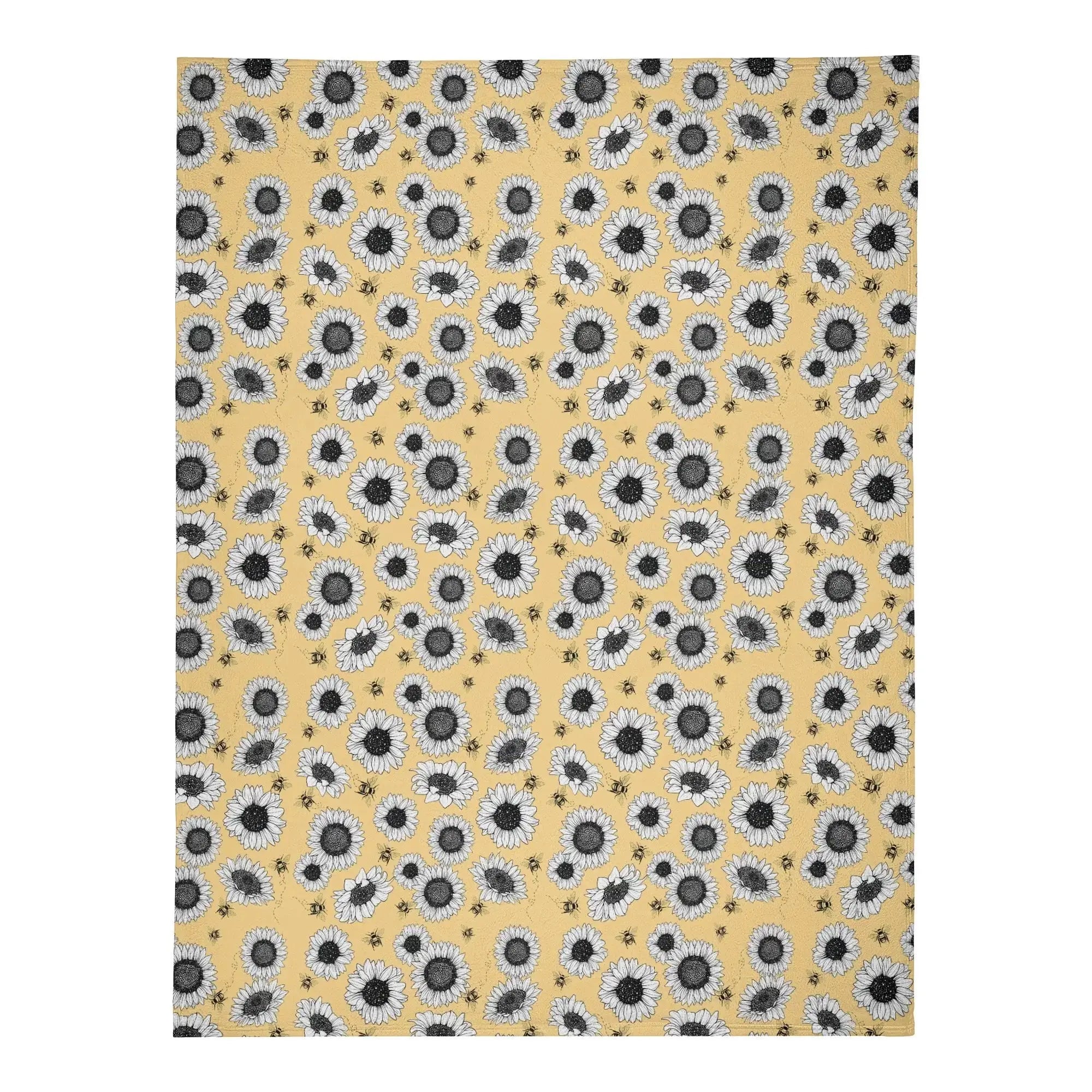 Sunflower blanket by Winks Design Studio, LLC featuring a vibrant sunflower pattern on soft, cozy fabric.