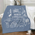 North Carolina "Tar Heel State" Fleece Blanket – Hand-Drawn State Icons - Winks Design Studio,LLC