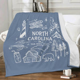 North Carolina "Tar Heel State" Fleece Blanket – Hand-Drawn State Icons - Winks Design Studio,LLC