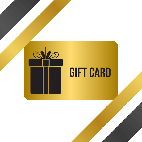 Golden gift card design featuring a present graphic, perfect for gifting dining or distillery experiences.