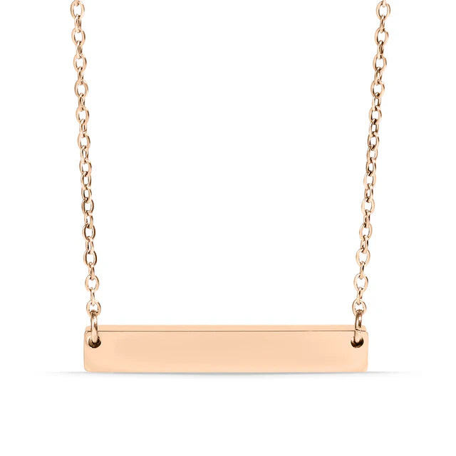 18K Gold Engraved Bar Necklace | Personalized Stainless Steel - Winks Design Studio,LLC
