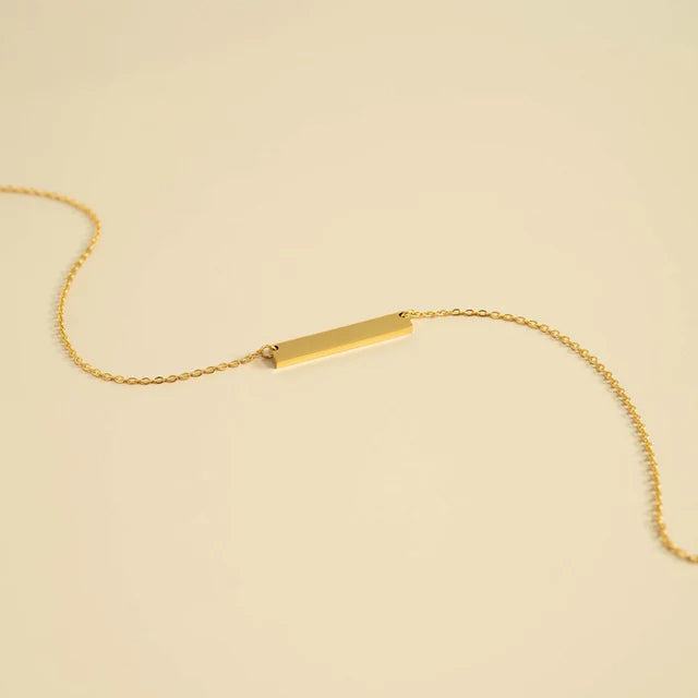 18K Gold Engraved Bar Necklace | Personalized Stainless Steel - Winks Design Studio,LLC