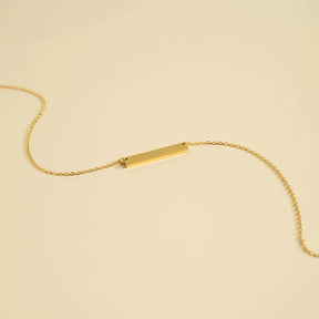 18K Gold Engraved Bar Necklace | Personalized Stainless Steel - Winks Design Studio,LLC