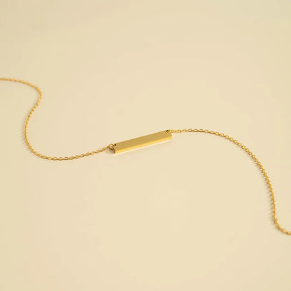 18K Gold Engraved Bar Necklace | Personalized Stainless Steel - Winks Design Studio,LLC