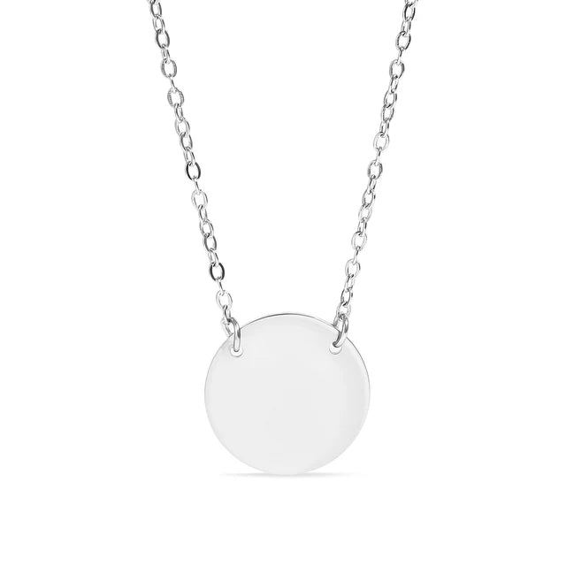18K Gold Engraved Circle Necklace | Personalized Stainless Steel - Winks Design Studio,LLC