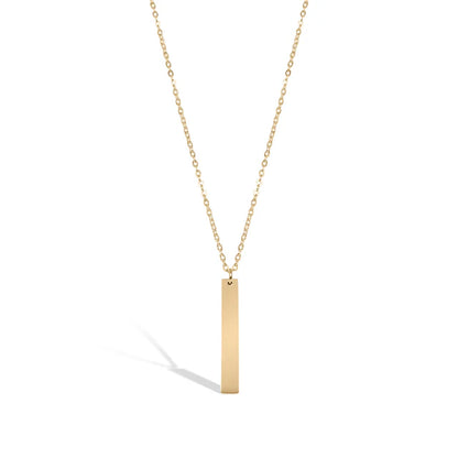 18K Gold Engraved Vertical Bar Necklace | Personalized Stainless Steel - Winks Design Studio,LLC