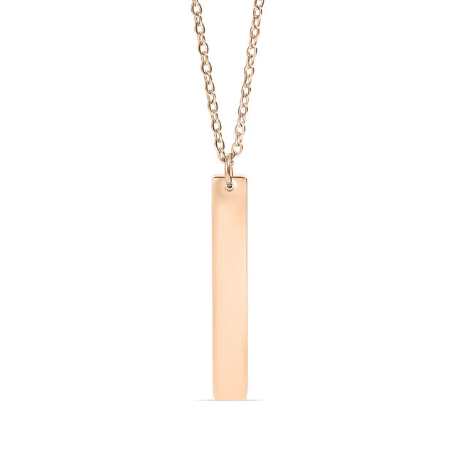 18K Gold Engraved Vertical Bar Necklace | Personalized Stainless Steel - Winks Design Studio,LLC