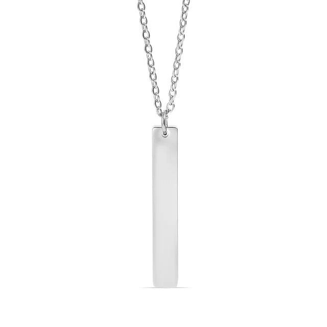 18K Gold Engraved Vertical Bar Necklace | Personalized Stainless Steel - Winks Design Studio,LLC