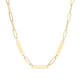18K Gold Engravable Paperclip 3 Bar Necklace - Winks Design Studio,LLC